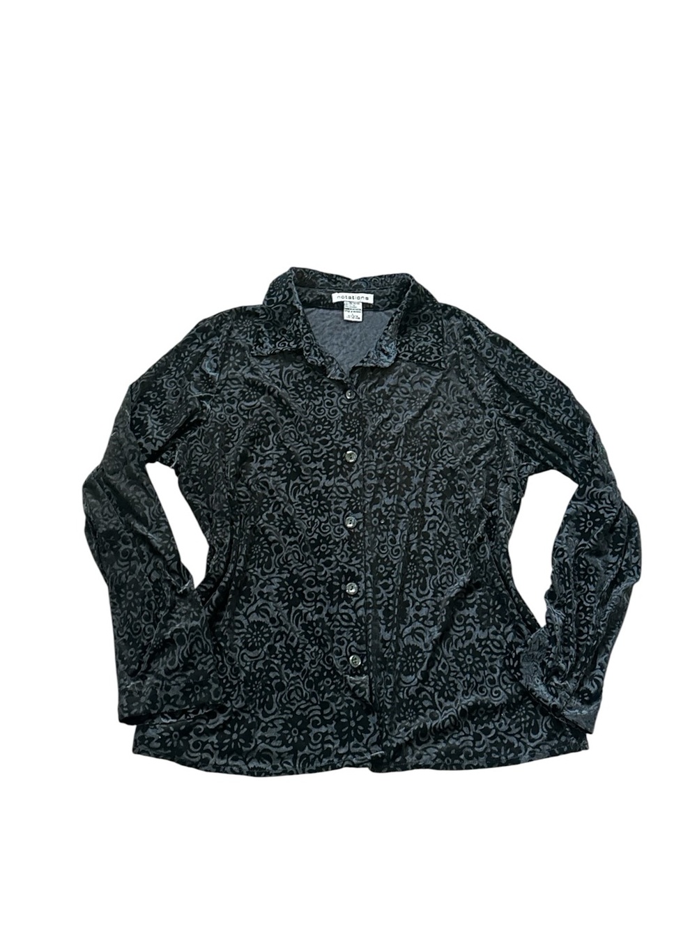 Notations Black Velvet Burnout Blouse Whimsigoth Fairy Grunge Dark Romantic